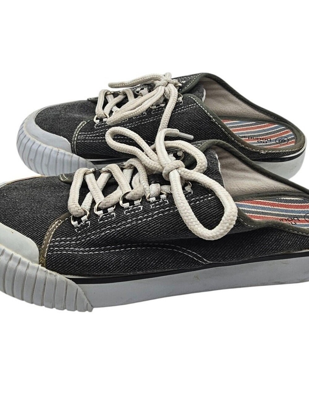 Vtg Y2K No Boundaries Sneaker Standard Mule Shoes Lace Up Slip On Size 8 Gray
